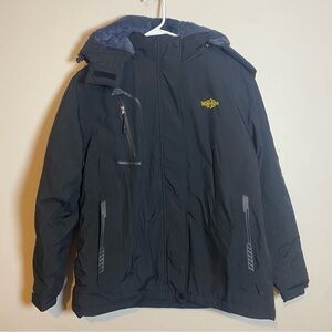 Wantdo Mens Med Waterproof Ski Snowboard Jacket Hooded Winter Coat Lined Black